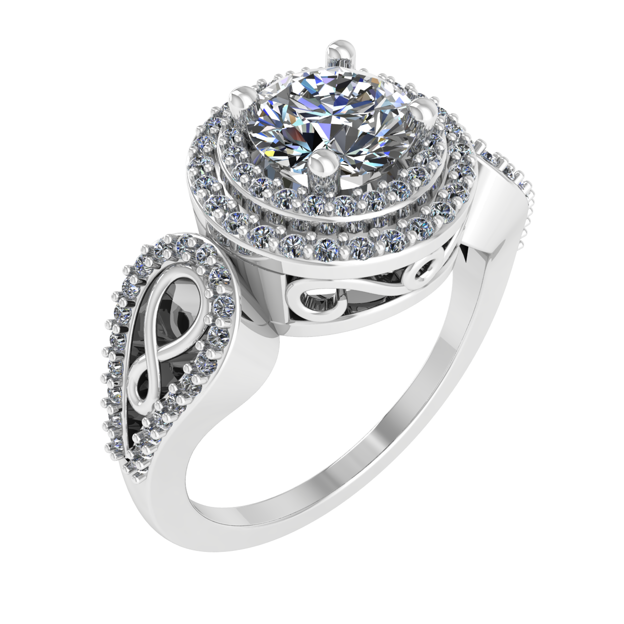 HALO DOUBLE HALO 6.50mm ROUND ENGAGEMENT RING